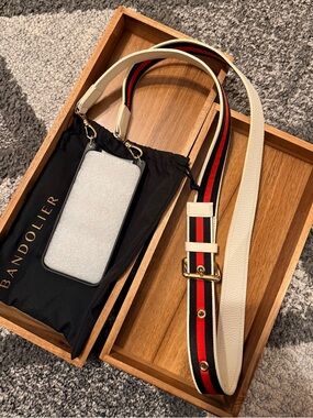 Bandolier iPhone 13 Pro Crossbody Phone Case with Red & Black Stripe Strap